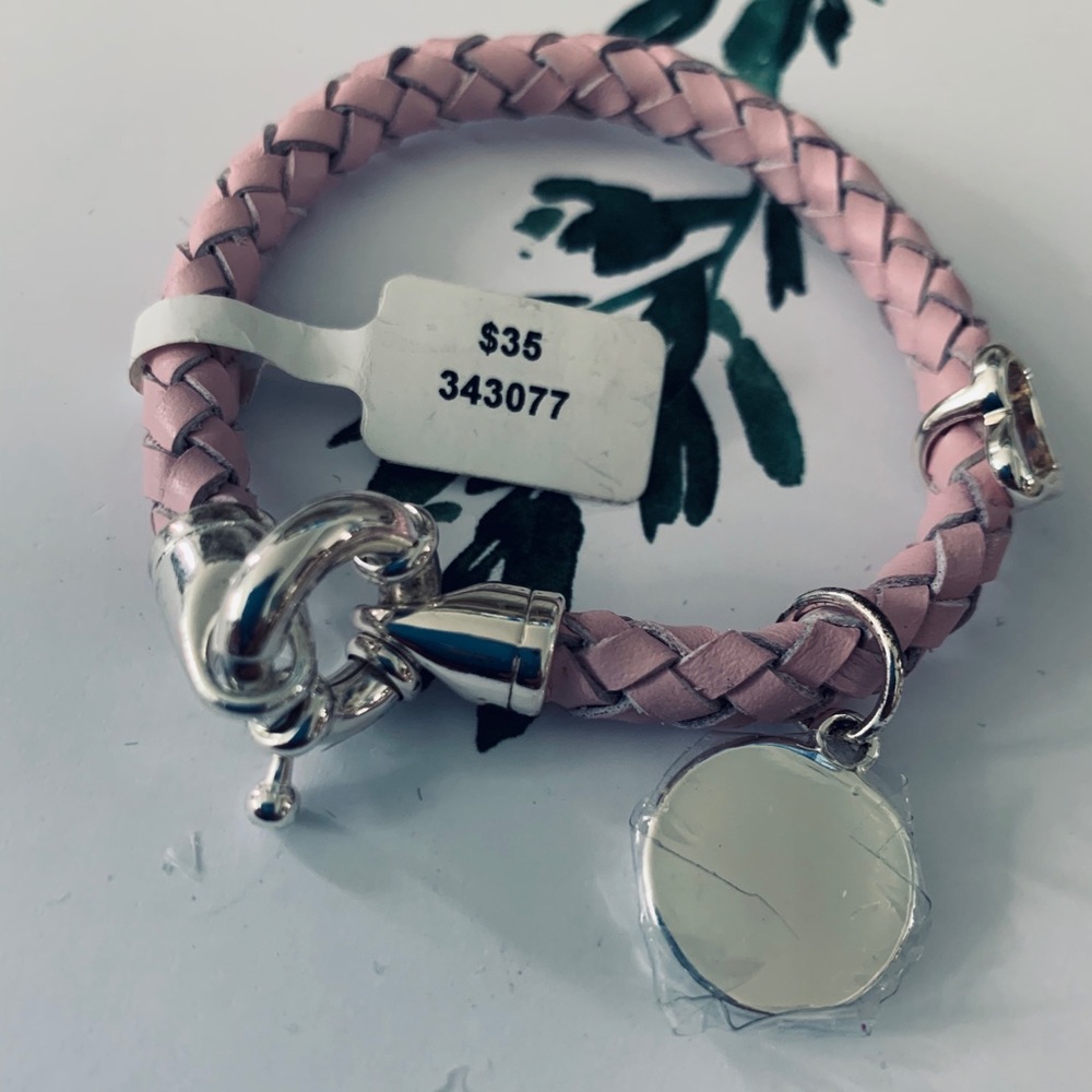 Things Remembered Pink Leather Charm Bracelet NWT